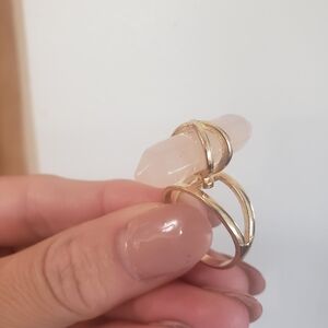 Elegant Gold and Pink Crystal Ring